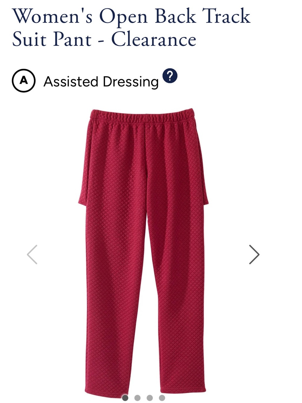 NWT Silverts Women's Open Back Track Suit Pant - wine- size M
